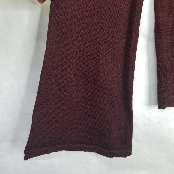 Nanette Lepore Sweater Women's S Burgundy Tie Back Fine Merino Wool Bell Sleeve - Picture 5 of 12